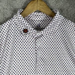 Birdies Double Shirt Mens L White AOP Stars Freedom Polo Stretch Performance